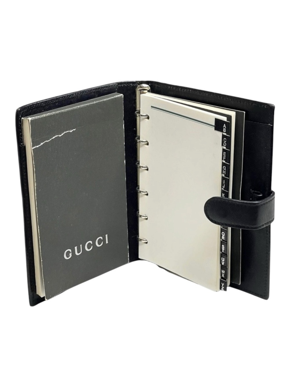 Vintage: Gucci ♛ Small Leather Daily Organizer Book ♛ Gold Logo Hardware Plaque - Picture 7 of 16